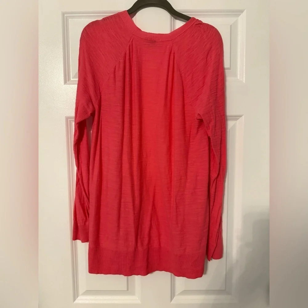 Loft Outlet | Coral Pink Open Cardigan | 100% Cotton | Size M - Picture 2 of 7